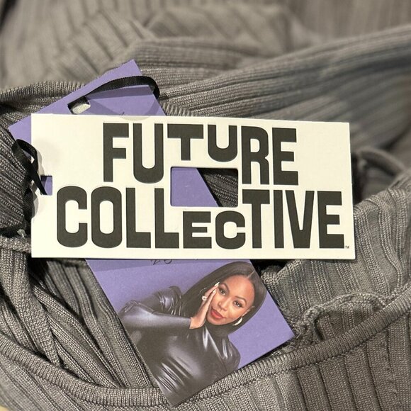 Future Collective Gray Twisted Back Sweater Modern Minimalist Retro - Picture 5 of 7